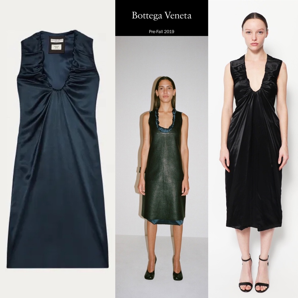 Blue Bottega Veneta Pre-Fall 2019 Daniel Lee Fluid Satin Dress Size 42 - NWT
